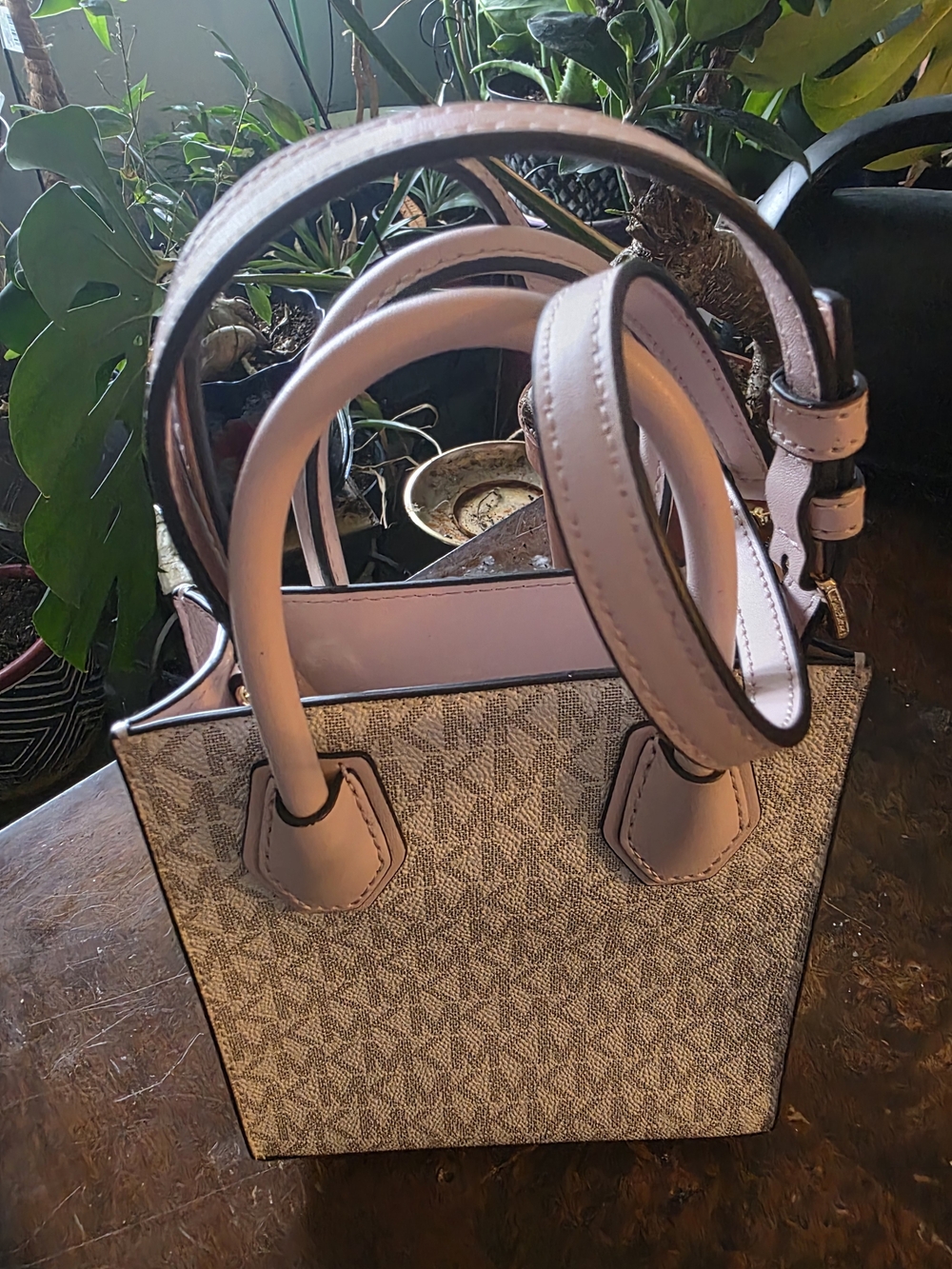 Michael Kors Pink Trim Signature Logo Crossbody Satchel - Picture 2 of 5